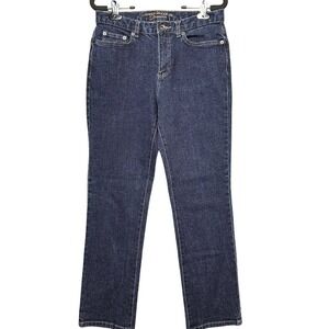 Lauren Jeans Co Premium Jeans Women Size 2P Dark Wash Denim Classic Straight Leg